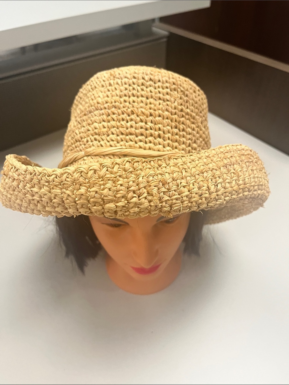 Nine West Beige Woven Straw / Raffia Sun Hat with band